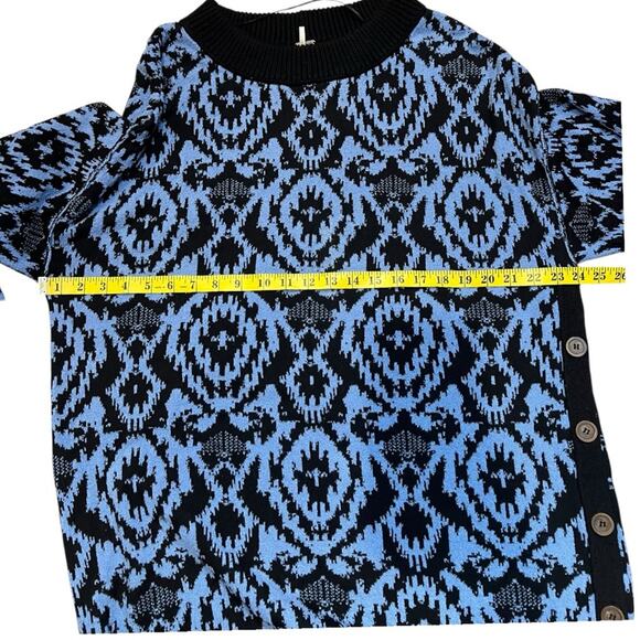 Free People Blue Black Winter Skies Print Tunic Dress Oversized Sweater Size M - Picture 13 of 13